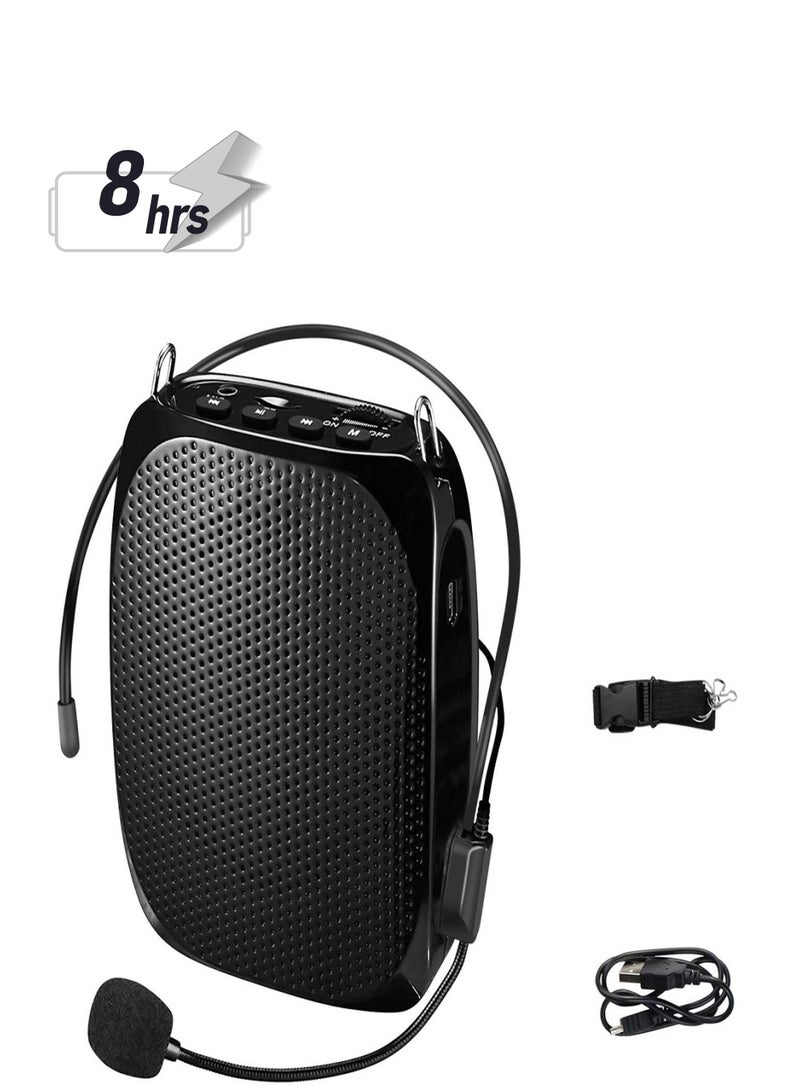 Portable Wireless Voice Amplifier with Wired Microphone Headset, Ideal for Teachers, Coaches, Presentations, Tours, and Training, Supports MP3 Audio Format - Image 1