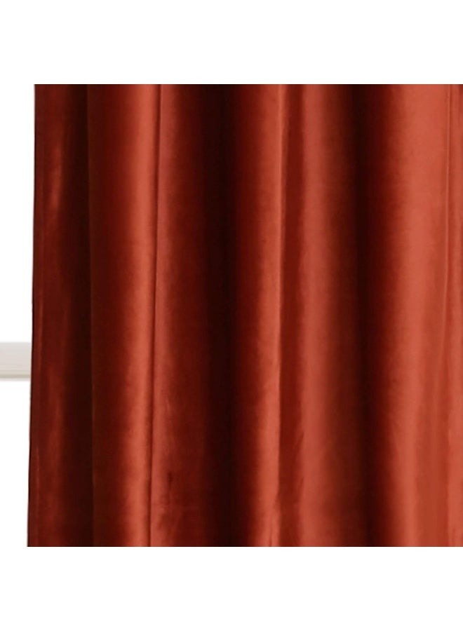 Lush Decor Prima Velvet Curtains Color Block Light Filtering Window Panel Set for Living, Dining, Bedroom (Pair), 38" W x 84" L, Rust - Image 4