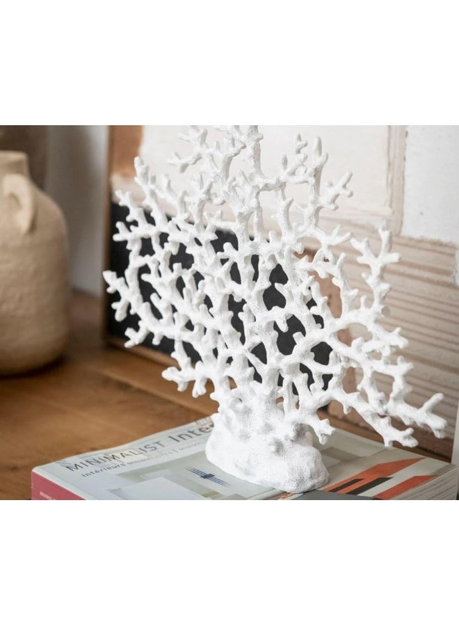 YINZUO YINZUO Decorative Coral Sculpture for Home Decor Resin Coral Reef Figurine â€“ Ocean-Themed Coastal Decoration for Living Room, Bathroom, Office, or Beach House (White)  - Image 3