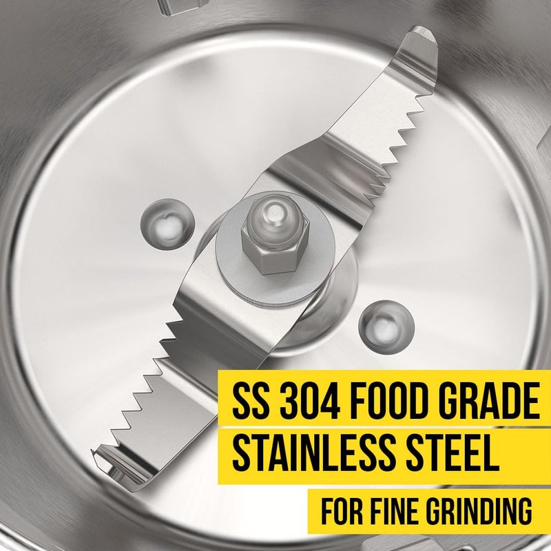 Ultra UltraToppMixergrinderfor SuperfastgrindingHigh Speed750 WattsSafetyLocksystem AISI 304Food GradeStainlessSteelJars3Jars ABS BodySerratedbladesCylindricalJars5YearWarrantyonMotorsJet Black - Image 4