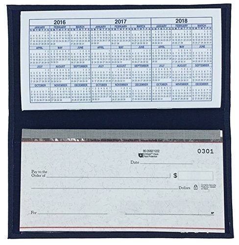123 Cheap Checks Blue Basic Genuine Leather Checkbook Cover For Men & Women - Image 2