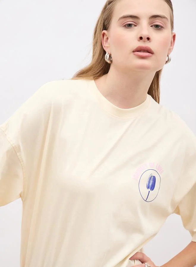 Styli Graphic Print Short Sleeve Oversized T-Shirt
