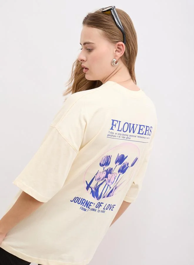 Styli Graphic Print Short Sleeve Oversized T-Shirt
