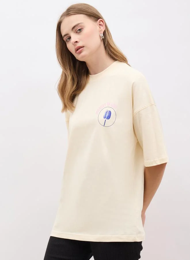 Styli Graphic Print Short Sleeve Oversized T-Shirt