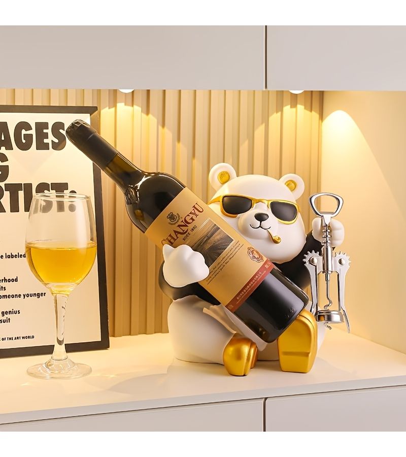 1pc Suit Bear Design Wine Rack Red Wine Holder Bottle Storage Light Luxury Home Living Room Entryway Decor Premium Craftsmanship Gift - Image 2