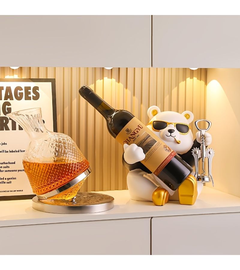 1pc Suit Bear Design Wine Rack Red Wine Holder Bottle Storage Light Luxury Home Living Room Entryway Decor Premium Craftsmanship Gift - Image 1