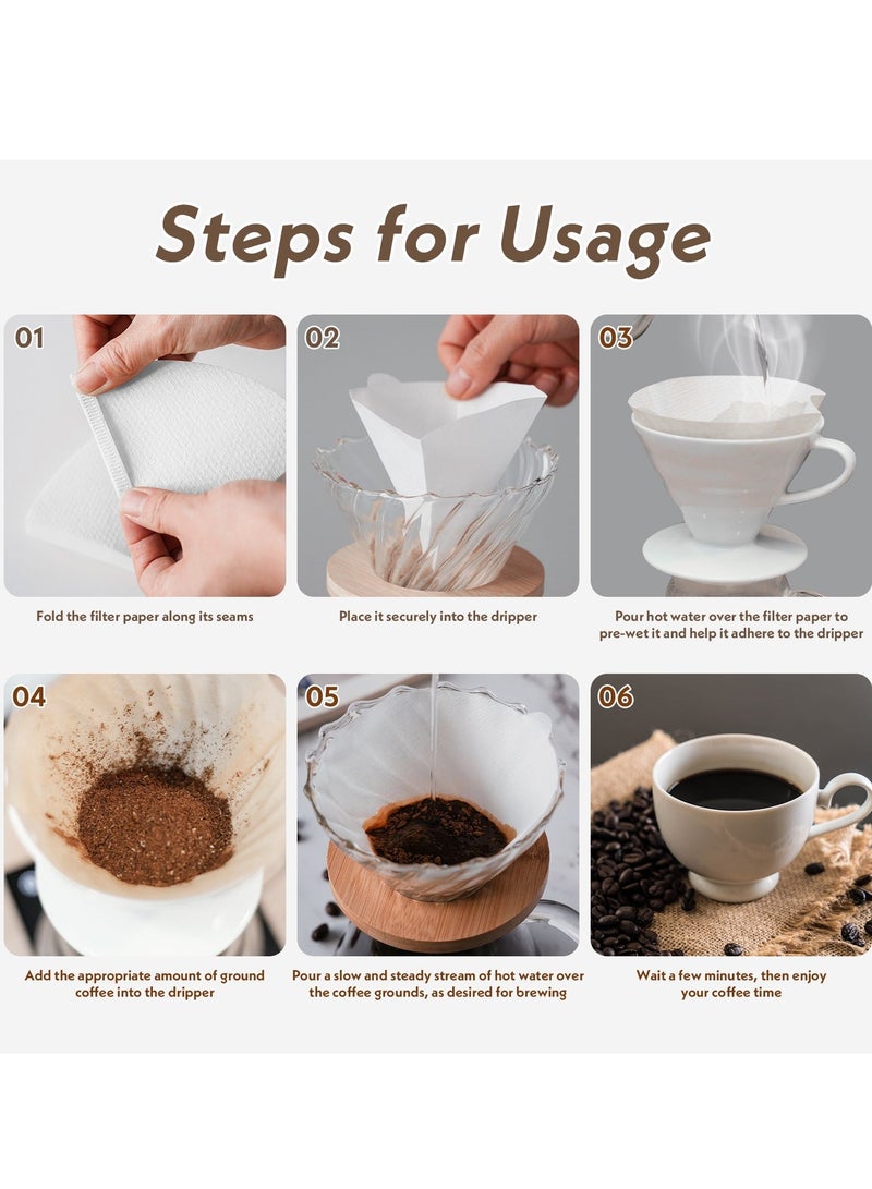أبيكسلل ورق فلاتر القهوة V60، 100 فلتر غير مبيّض للاستخدام مرة واحدة لتحضير القهوة بالتنقيط، الحجم 01 (لـ 1-4 أكواب). - Image 4