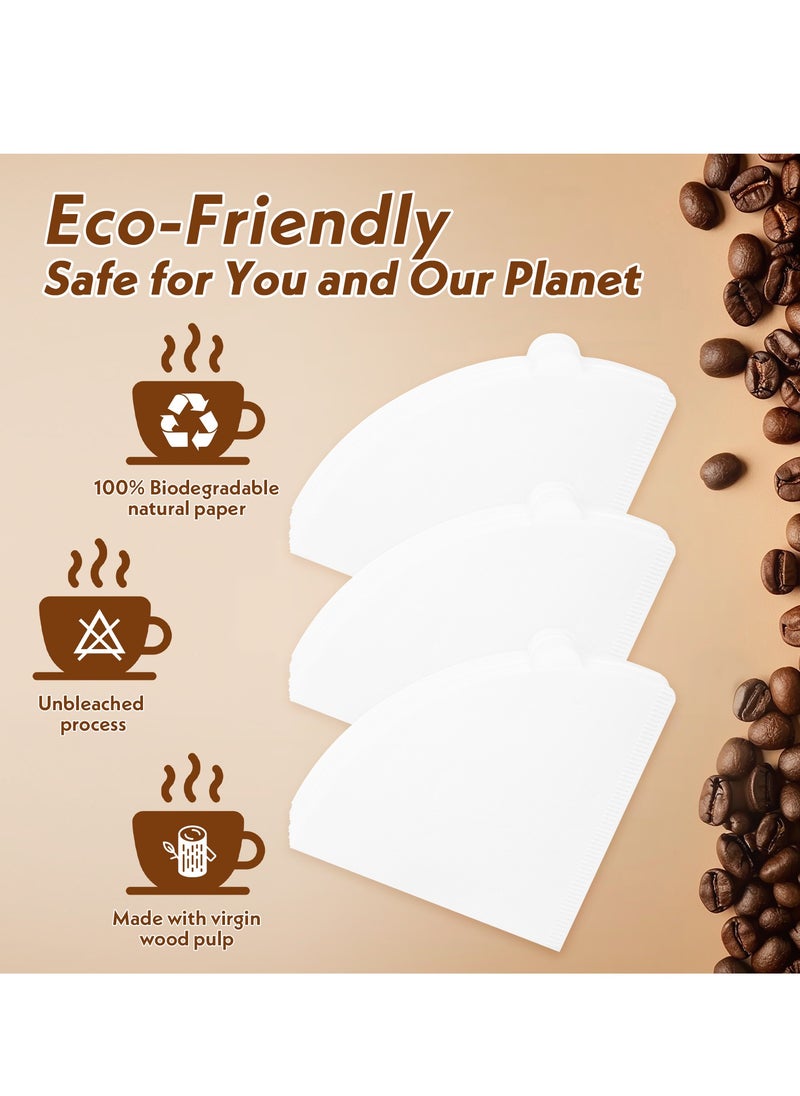 Bentifar - V60 Coffee Filters Paper,100 Unbleached Disposable Filters for Pour Over and Drip Coffee Maker, Size 01 (1-4 Cups) - Image 1