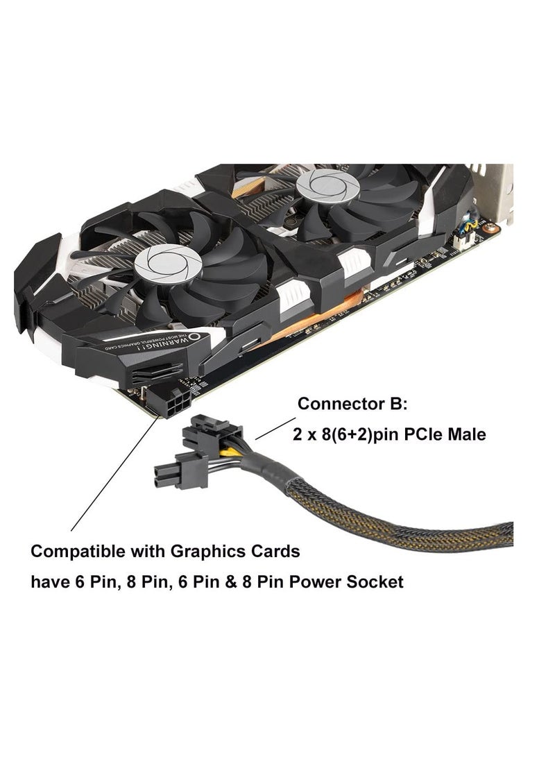 8 Pin Graphics Card Extension Cable PCIe Power Adapter Braided 20cm 18AWG Sleeve - Image 3