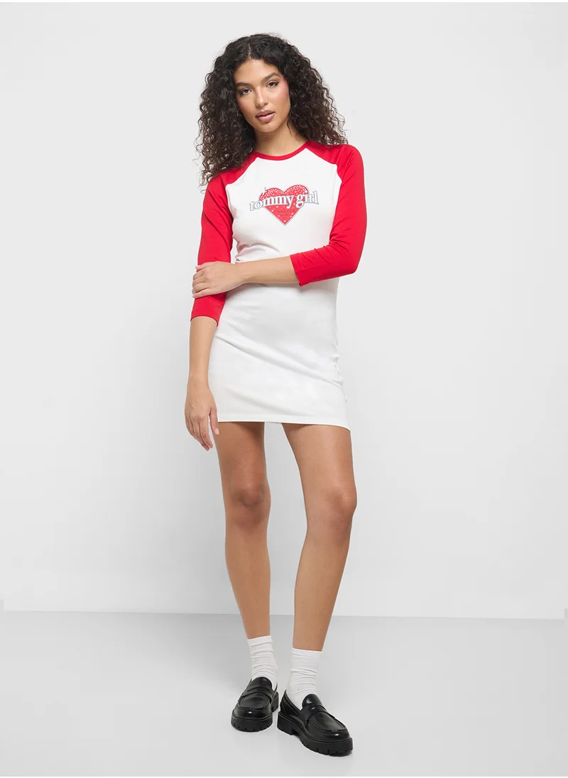 TOMMY JEANS Crew Neck Raglan T-Shirt Dress