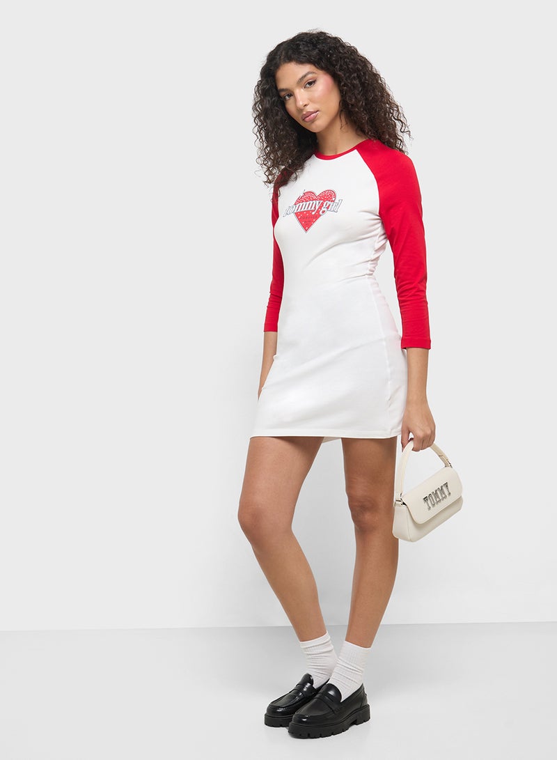 TOMMY JEANS Tommy Girl Crew Neck Raglan T-Shirt Dress - Image 4