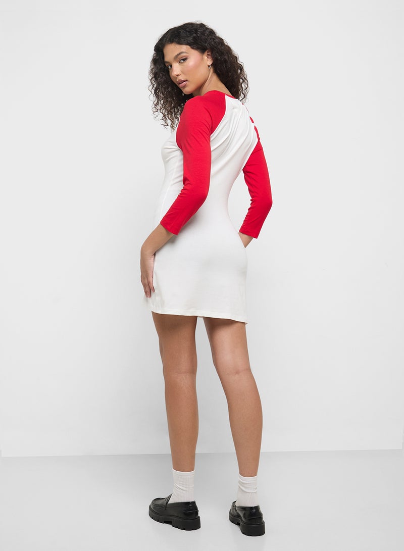 TOMMY JEANS Tommy Girl Crew Neck Raglan T-Shirt Dress - Image 2