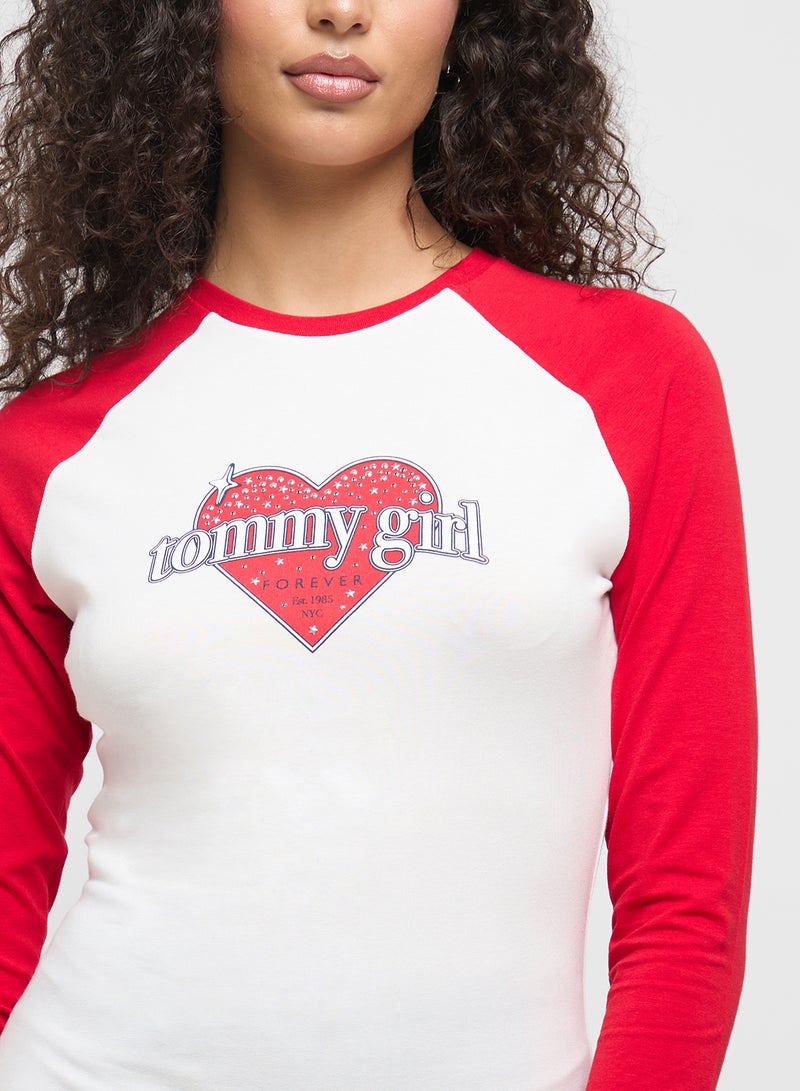 TOMMY JEANS Tommy Girl Crew Neck Raglan T-Shirt Dress - Image 3