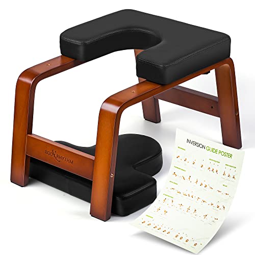 BODY RHYTHM Yoga Headstand Bench, Yoga Inversion Chair, Headstand Trainer for Relieve Stress, Improve Sleep & Digestion and Strength Training, Ideal for Home Workout, Fitness and Gym (Chocolate Black) - Image 4