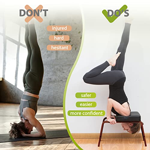 BODY RHYTHM Yoga Headstand Bench, Yoga Inversion Chair, Headstand Trainer for Relieve Stress, Improve Sleep & Digestion and Strength Training, Ideal for Home Workout, Fitness and Gym (Chocolate Black) - Image 2