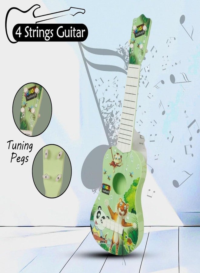 CIRBOX 17 Inch Kids Guitar Toy - Musical Instrument with Strings | Dinosaur, Jungle Safari, Unicorn & Space Designs | Educational Toy Gift for Boys & Girls 3+ | Pack of 1 (Green) - Image 4