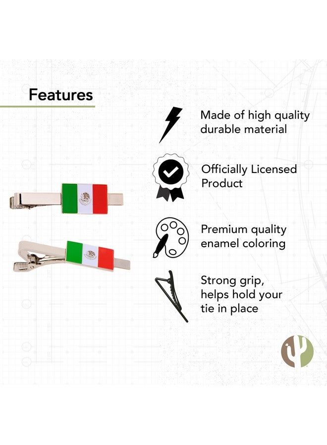 Desert Cactus Mexico Country Rectangle Flag Tie Bar Made Of Metal Souvenir Mexican (Silver Tie Bar) - Image 3