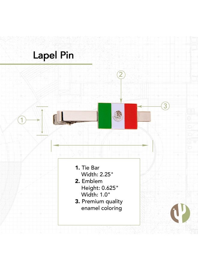 Desert Cactus Mexico Country Rectangle Flag Tie Bar Made Of Metal Souvenir Mexican (Silver Tie Bar) - Image 2