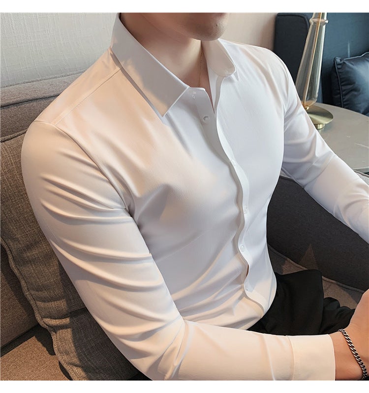 No-iron trace-free stretch bamboo fiber men's shirt long-sleeved new solid color business professional overalls work shirt JT-2128-7 40 - Image 4