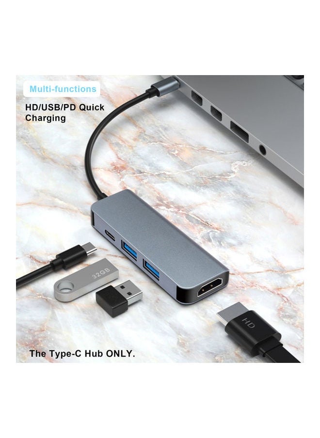 NIBEMINENT - 4-In-1 Type-C USB Hub Grey - Image 1