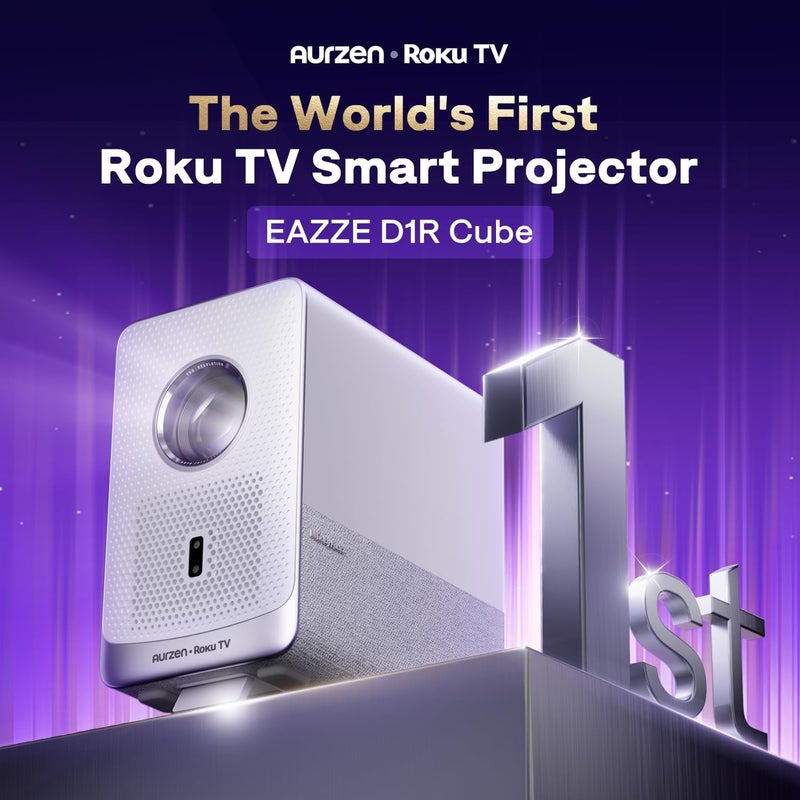 Aurzen Roku TV Smart Projector with WiFi and Bluetooth, 1080P FHD, Portable Mini Projector for Home and Outdoor Movies - Image 2