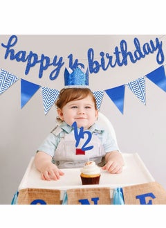 Y&D 6 Months Banner Happy Birthday 1/2 Glitter, Half Year Cake Topper Triangle Flag for Baby Shower Party Decoration  - Image 1