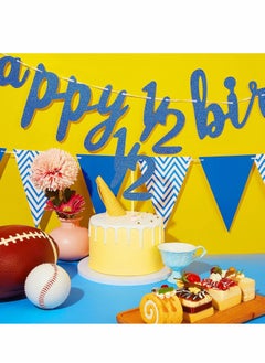 Y&D 6 Months Banner Happy Birthday 1/2 Glitter, Half Year Cake Topper Triangle Flag for Baby Shower Party Decoration  - Image 3
