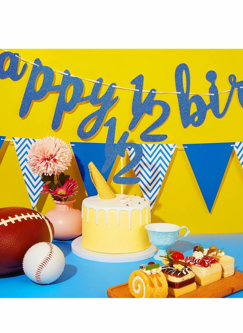 Y&D 6 Months Banner Happy Birthday 1/2 Glitter, Half Year Cake Topper Triangle Flag for Baby Shower Party Decoration  - Image 3