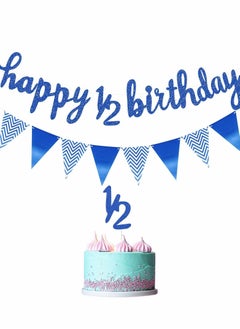Y&D 6 Months Banner Happy Birthday 1/2 Glitter, Half Year Cake Topper Triangle Flag for Baby Shower Party Decoration  - Image 2