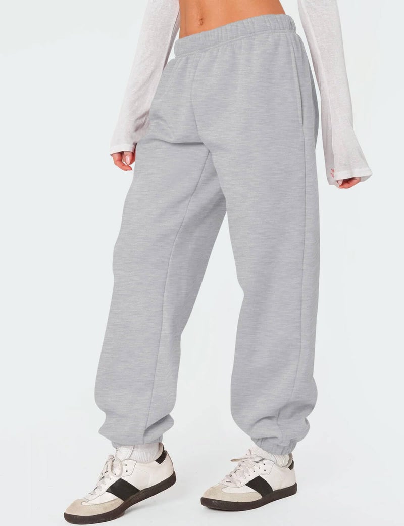 HeSaYep Women's Fleece Lined Sweatpants Thermal Winter High Waisted Sweat Pants Interior Drawstring Baggy Athletic Joggers Pants with Pockets Grey XS - Image 3