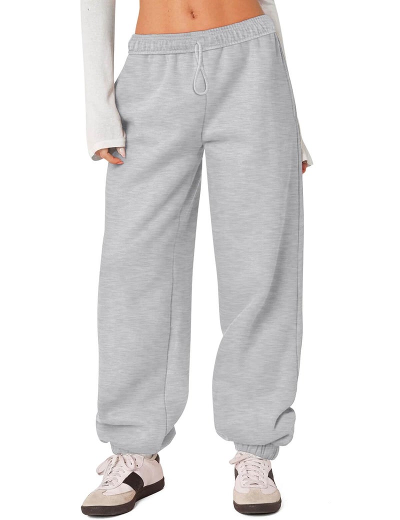 HeSaYep Women's Fleece Lined Sweatpants Thermal Winter High Waisted Sweat Pants Interior Drawstring Baggy Athletic Joggers Pants with Pockets Grey XS - Image 1