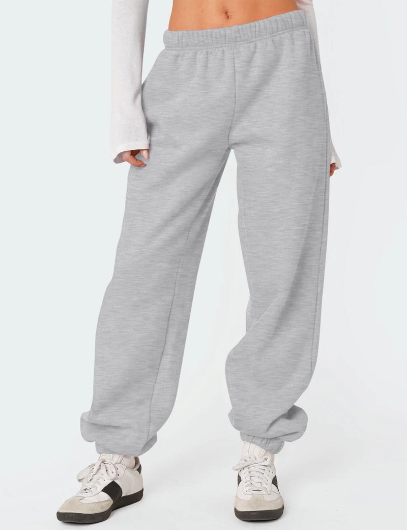 HeSaYep Women's Fleece Lined Sweatpants Thermal Winter High Waisted Sweat Pants Interior Drawstring Baggy Athletic Joggers Pants with Pockets Grey XS - Image 4