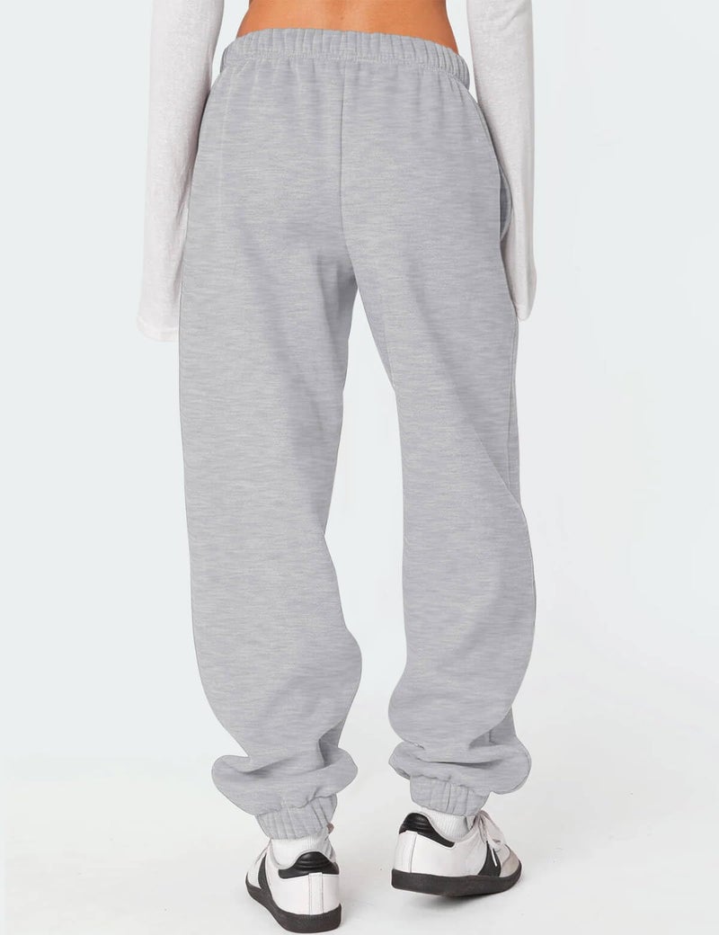 HeSaYep Women's Fleece Lined Sweatpants Thermal Winter High Waisted Sweat Pants Interior Drawstring Baggy Athletic Joggers Pants with Pockets Grey XS - Image 2
