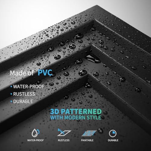 Art3d 12-Pack 24x24 Inch PVC Waterproof Drop Ceiling Tiles for Home Décor - 2x2 ft 3D Modern Ceiling Panel for Suspended Grid, Black - Image 5