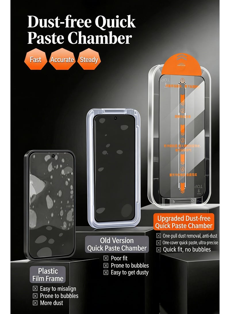 JOYFOCUS iPhone 17 Pro Max tempered glass screen protector with automatic alignment tool and automatic dust removal function, 9H+ military-grade shatterproof rating, high-definition transparent. - Image 3