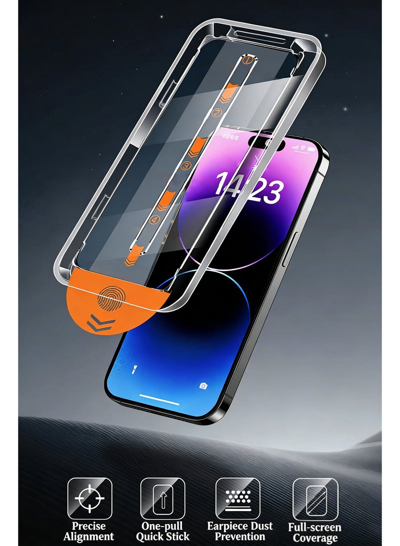 JOYFOCUS iPhone 17 Pro Max tempered glass screen protector with automatic alignment tool and automatic dust removal function, 9H+ military-grade shatterproof rating, high-definition transparent. - Image 1