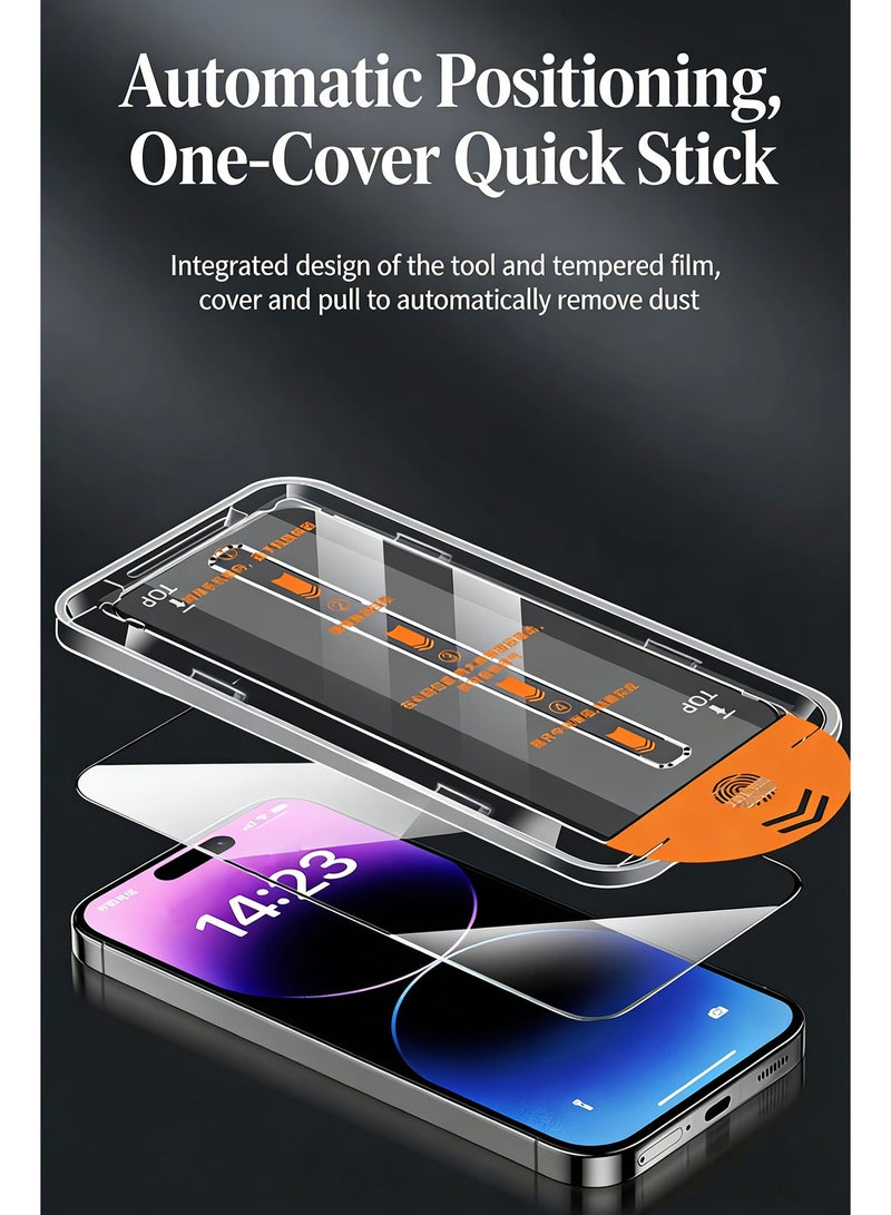 JOYFOCUS iPhone 17 Pro Max tempered glass screen protector with automatic alignment tool and automatic dust removal function, 9H+ military-grade shatterproof rating, high-definition transparent. - Image 2