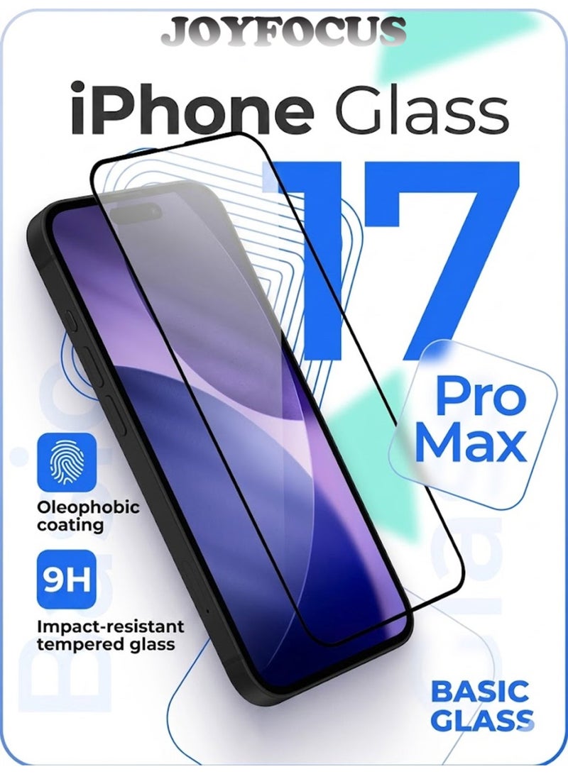 جوي فوكس واقي شاشة زجاجي مقوى لهاتف iPhone 17 Pro Max مزود بأداة محاذاة تلقائية ووظيفة إزالة الغبار التلقائية، ومقاومة للكسر بمستوى 9H+ وفقًا للمعايير العسكرية، وشفاف عالي الوضوح. - Image 1