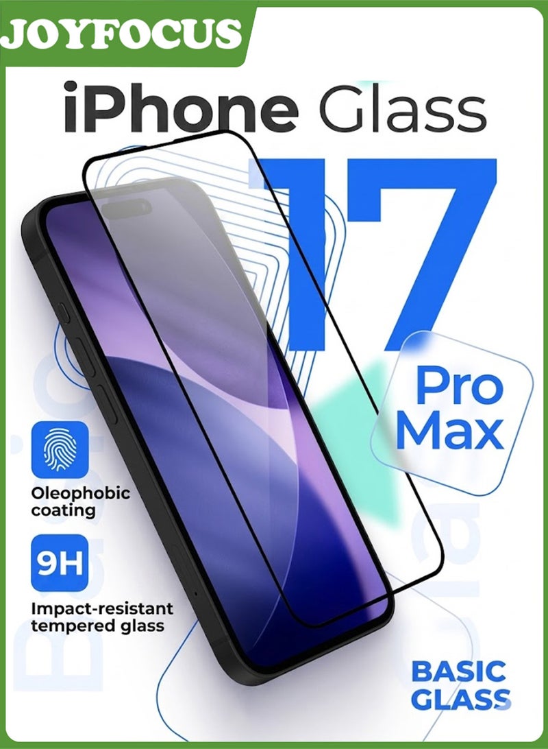 جوي فوكس واقي شاشة زجاجي مقوى لهاتف iPhone 17 Pro Max مزود بأداة محاذاة تلقائية ووظيفة إزالة الغبار التلقائية، ومقاومة للكسر بمستوى 9H+ وفقًا للمعايير العسكرية، وشفاف عالي الوضوح. - Image 1