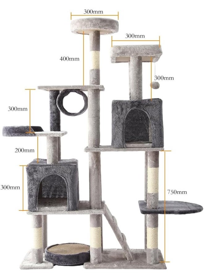 NeoStyle Cat Tower, Indoor Cat Tree with Sisal Covered Catch Posts and Plush Catch Balls, Suitable for Small and Medium-sized Cats - Image 2