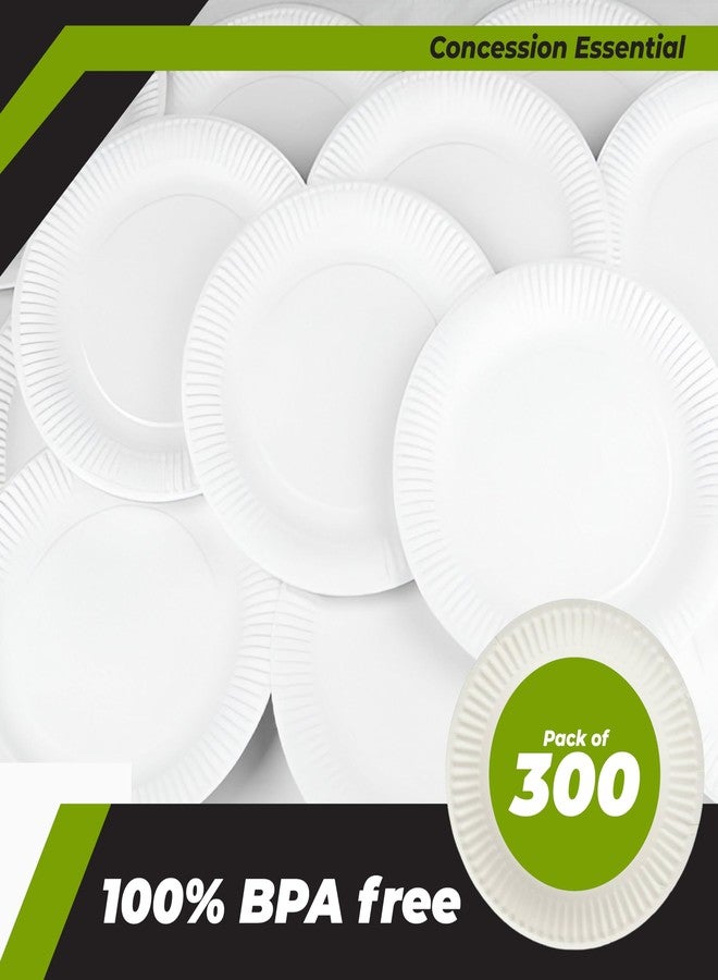 Concession Essentials 6" Paper Plates Uncoated, Disposable Dessert Plates for Everyday Use, White, Pack of 300ct - Image 3