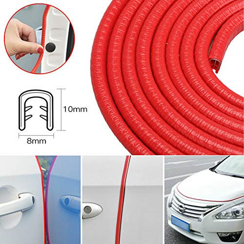 PRIKNIK Car U Shape Edge Trim Rubber Strip Seal Protector Car Door Edge Guards (16 ft/5 m) Compatible with Cars (Red, 16 ft) - Image 2