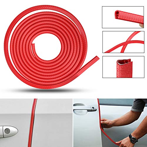 PRIKNIK Car U Shape Edge Trim Rubber Strip Seal Protector Car Door Edge Guards (16 ft/5 m) Compatible with Cars (Red, 16 ft) - Image 1