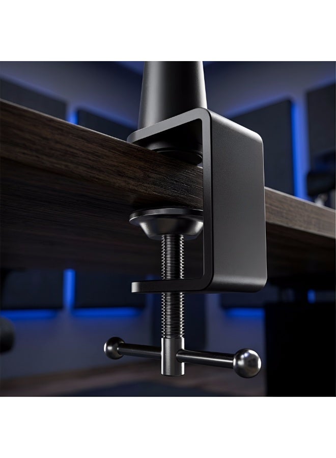 WALALLA Desktop Microphone Stand with Adjustable Arm, Low/High Profile, Metal, 2 kg Capacity, with 12 cm Riser Tube, Hidden Cable Management, 3/8'' / 5/8'' Clamp and Interface - Image 5