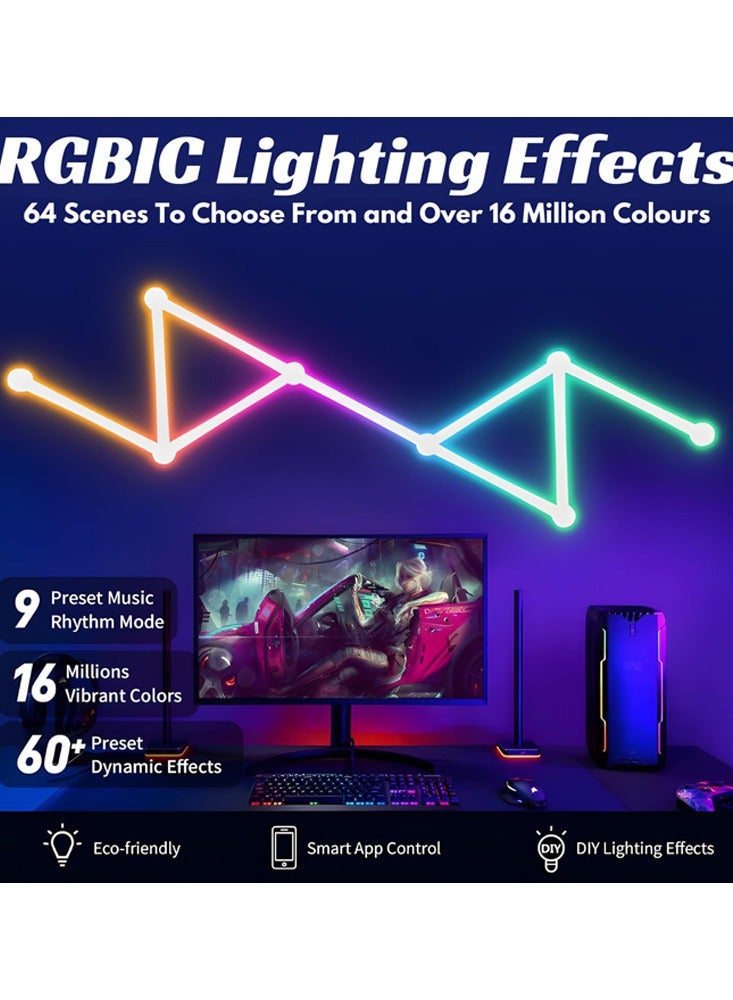 Meiyilan 9 LEDLight Lines Smart Wall Light Lines, 9 RGB LED PRO Light Bars, 16M+ Color, Music Sync, Dimmable WiFi Hexagon Light Lines for Bedroom, Living Room, Gaming, Party, Home Decor, Work with Alexa & Google Assistant - Image 4