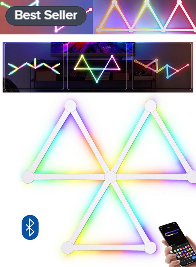 Meiyilan 9 LEDLight Lines Smart Wall Light Lines, 9 RGB LED PRO Light Bars, 16M+ Color, Music Sync, Dimmable WiFi Hexagon Light Lines for Bedroom, Living Room, Gaming, Party, Home Decor, Work with Alexa & Google Assistant - Image 1