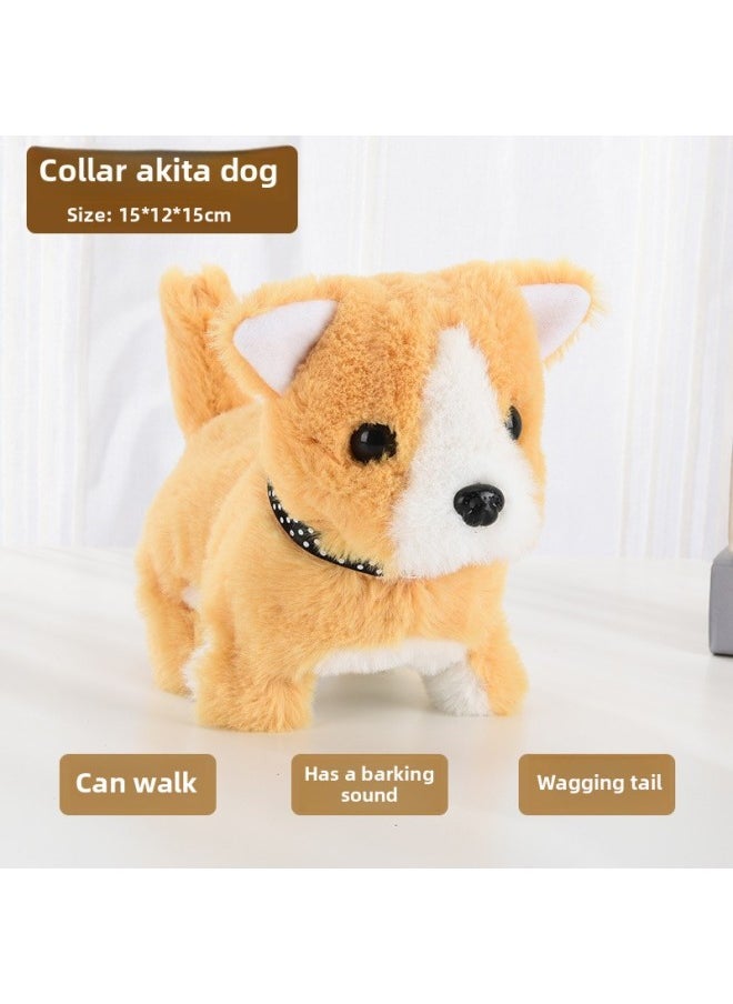 Toy Dog Children Plush Electric Toy Walking Dog Electric Dog Stall Electronic Puppy Pet-Color:Collar Shiba Inu  - Image 1