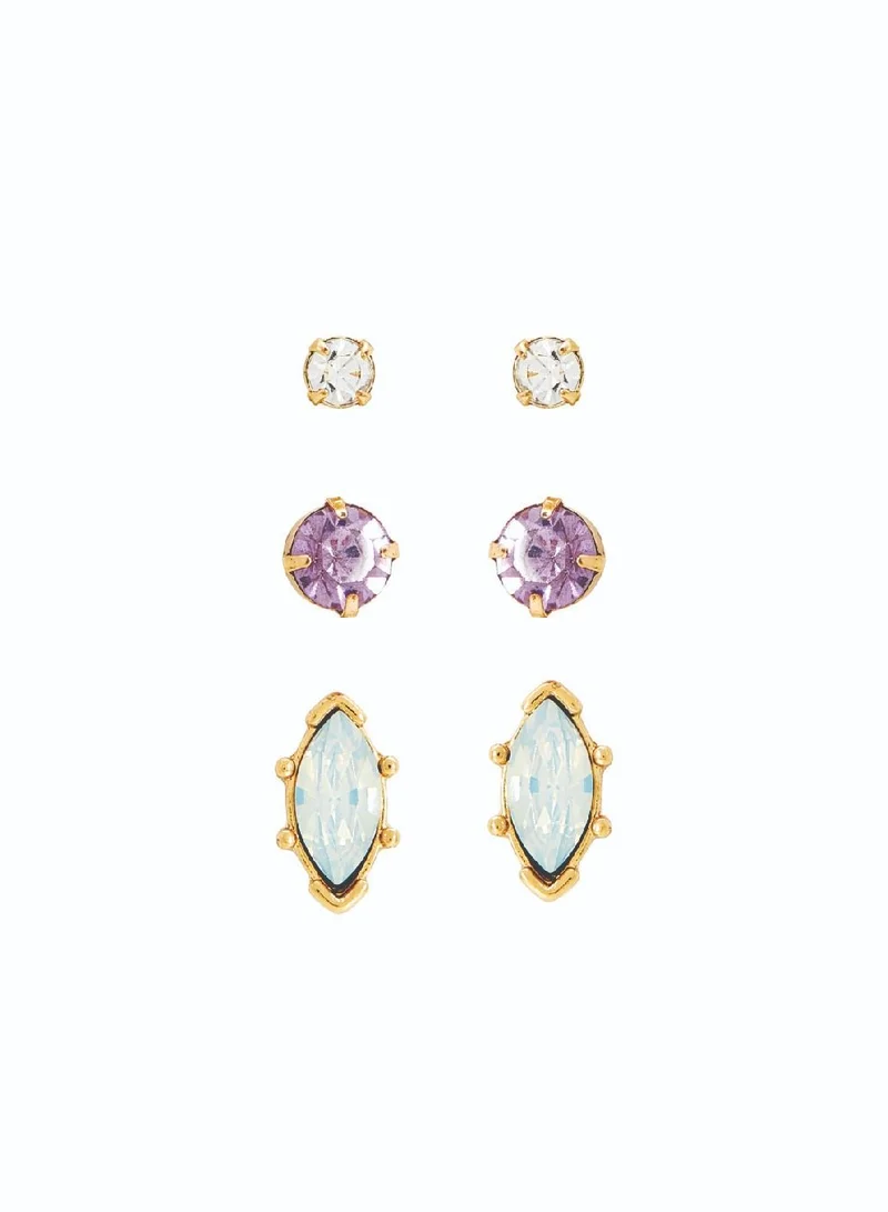 AMICA Set of 3 Gemstone Stud Earrings
