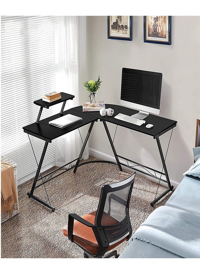 C&C Home - L Shape Gaming Table Computer Desk with Large Monitor Stand Sturdy Writing Workstation 258 x 46 x 74 cm - Image 1