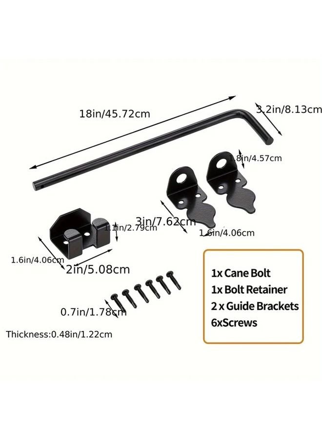 Black Heavy Duty Cane Bolt Drop Rod For Wooden Or Metal Gates Rust Resistant Steel - Image 4